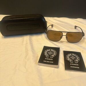 Chrome Hearts Hank Aviator Sunglasses Brown Lens w/ Case AUTHENTIC
